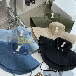 Lace Up Hat Women Wide Brim Fisherman Hats Classic Letter Summer Sun Prevent Bucket Hat Women Men Vacation Cap