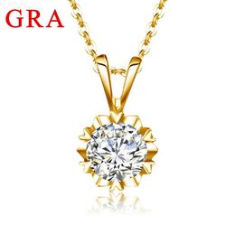 Pendant Necklaces With Certificate D Colour 6.5mm 1CT Moissanite Necklace For Woman Gold Pendant For Women With Chains Wedding Fine jewellery SaleC24326