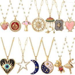 Pendant Necklaces Cute Heart Evil Blue Eye Necklace For Women Sun Moon Star Collares Gold Colour Boho Sunshine Long Stainless Steel Chains
