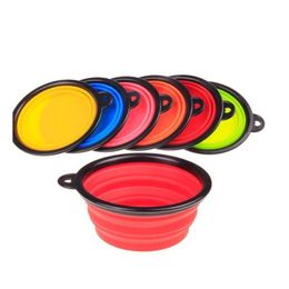 Dog Bowls Feeders 500Pcs Pet Cat Bowl Puppy Drinking Collapsible Easy Take Outside Feeding Water Feeder Travel Dish Wholesale Drop Del Dho1Z