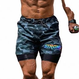 new Camo Running Shorts Men 2 In 1 Double-deck Quick Dry GYM Sport Shorts Fitn Jogging Workout Shorts Men Sports Short Pants V65c#