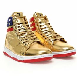 Il designer Donald Trump non si arrende mai con scarpe casual oro alte 36-46 cm