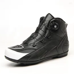 Cycling Shoes Microfiber Leather Motorcycle Boots Rubber Sole Men Women Breathable Speed Moto Protector Motocross Motorbike