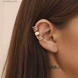 Ear Cuff Ear Cuff 3 pieces/set of vintage C-shaped ear sleeve earrings suitable for womens fashion statement simple non perforated fake ear clip jewelry gift Y240326