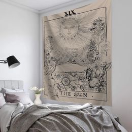 Tarot Tapestry Wall Hanging Bedroom Decoration Cloth Astrology Divination Bed Cover 240318