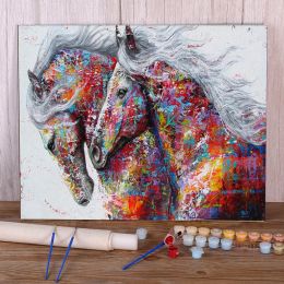 Number Oil Painting By Numbers Wall Art Crafts for The Kitchen Colorful Horses Modular Picture Drawing Paint With Number Home Decor