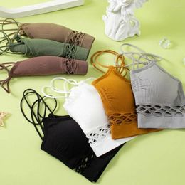 Camisoles & Tanks Comfortable Simple Backless Push Up Bra Casual Solid Colour Lady Invisible Crop Tops Female Knitted