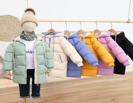 Kids Down Coat Winter Girls Cottonpadded Jackets Boys Autumn Mid Parka Hooded Coats Thicken Warm Long Jacket Child Outwear Candy 1611095