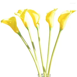Decorative Flowers SV-5Pcs Artificial Calla Lily Silk 65Cm For Home Kitchen & Wedding (Vase Not Include) (Yellow Long)