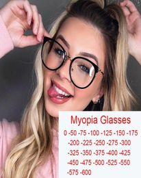 Sunglasses Eye Glasses Frames For Women Retro Myopia Nearsighted Anti Blue Light Clear Lens Black Round Transparent Female4465674