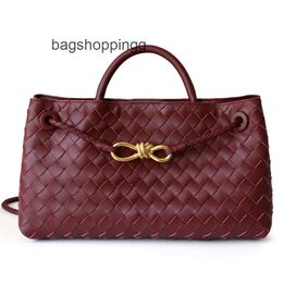 Buckle Leather New One Top Andiamo Metal Tote Botteega High Bag Layer Cowhide Designer Totes Bags Venetas Womens Rope Woven Shoulder Handbag 29cm 0Z49