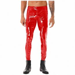 mens Pole Dance Pants Zipper Crotch Trousers Club Party Stage Performance Wet Look Patent Leather Skinny Pants Clubwear Leggings 53ii#