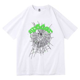 Spider Web Mens T-shirt Loose Teen Print Letter Couple Summer Fashion Pure Cotton Daily B0VI