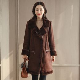 Women's Wool Women Loose Long Imitation Fur Sheep Shearling Coat 2024 Winter Female Korean Version Is Thin and Beautiful Trench