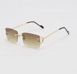 Latest Fashion Luxury Rimless Metal Sunglasses Man Woman Frame High Quality 18K Gold UV400 Lens Designer Sun Glasses 03440 Frames 2091365