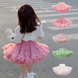 Girls Tutu Skirts Solid Fluffy Tulle Princess Ball Gown Pettiskirt Kids Ballet Party Performance Dress for Children 240325