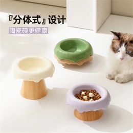 Supplies Cat High Foot Ceramics Bowls Small Medium Dog Food Water Feeder Pet Drinking Eating Dishes Cats Puppy Elevated Feeding Bowl