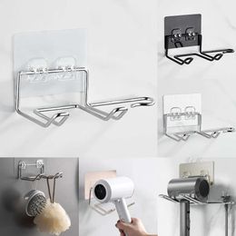 New Punch-Free Holder Stainless Steel Wall Mounted Hair Dryer Storage Rack Bathroom Organiser Hooks Shelf Accessories