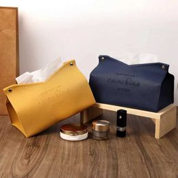 Tissue Boxes Napkins Leather Tissue Box Home Living Room Decoration Bedroom Kitchen Fold-able Desktop PU Waterproof Dust-proof Storage Napkin Holder