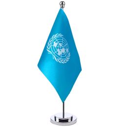 Accessories 14x21cm UN Desk Small Country Banner Meeting Room Boardroom Table Standing Pole The United Nations Flag