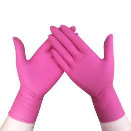 Gloves 100pcs Red Pink Disposable Powder Free Latex Nitrile Gloves Home Work Cleaning Lab Industrial Tattoo