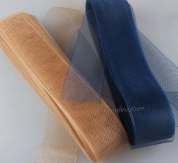 Fabric 50yard/lot #32 Colour 2" 5cm Soft Plain Veiling crin on line ribbon braid polyester mesh yarn for hair accessories