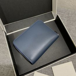 Designer Zipper Coin Wallet Men's Cards Holder Fashion Women Mini Purse Blue Black Calfksin Top Quality with Box