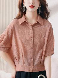 Women's Blouses 2024 Fashion Short Shirt Small Large Size Mother Temperament Foreign Style Age Reduction Summer Loose Top Z905