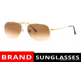 Neue 3561-Sonnenbrille für Herren, Markendesigner-Sonnenbrille, The General, quadratische Sonnenbrille, große Größe, 57 mm, Metallrahmen, Glaslinsen mit B6056849