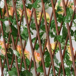 Gates Wooden Hedge With Artificial Flowers Leaves Garden Decoration Screening Expanding Trellis Privacy Screen Retractable Fence