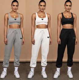 Parada Designer Brand Womens Tracksuits Navel-baring Tank Top Tie-up Trousers Two-piece Sports Fitness Running Suit Jogging Clothes Vest Sweatpants Set 1123ess