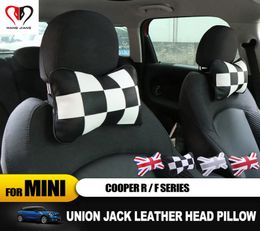 Auto Neck Pillow Union Jack Occipital Leather Headrest Soft Pillow Remove For MINI COOPER F60 R60 F55 F56 F54 Countryman Clubman9782253