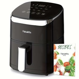 Fabuletta 4.2 Qt Fryer, Oven with 9 Cooking Functions, Shake Reminder, Powerful 1550W Electric Hot Air Fryer Oil-free Cooker, Tempered Glass Display, Dishwasher