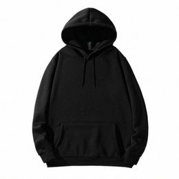 spring Autumn 2023 New Solid Colour Plus Fleece Male Students Pullover Hoodie Loose Undershirt -S1901 s0ZN#