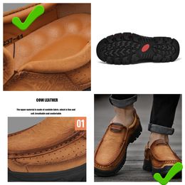 New selling leather shoes men genuine leather loafers casual leather shoes hiking shoes GAI MALE high Quality comfortable middle-aged bigfoot eur38-51 waterproof