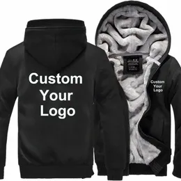 Homens Fi Hoodies Custom Your Logo Jackets Men Winter Zipper Hoodies Outdoor Casual Engrossar Jaqueta Quente Casacos b53X #