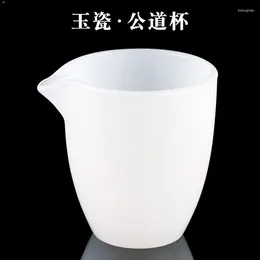 Cups Saucers White Jade Porcelain Fair Cup - Harmony Tea Dispenser Sea Large Glass Glaze Justice Kungfu Set Accessories