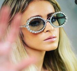 Sunglasses Luxury Crystal Shiny For Women Brand Round Alloy Chic Rhinestone Sun Glasses Female Elegant Party Clear ShadesSunglasse3138867