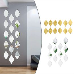Stickers 12pcs 20x10cm 3D Water Drop Shapes Mirror Wall Sticker Acrylic Waterproof DIY Decoration Living Room Background Wall