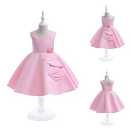 Pretty bubble gum Pink Satin Girl's Pageant Dresses Flower Girl Dresses Girl's Birthday/Party Dresses Girls Everyday Skirts Kids' Wear SZ 2-10 D326177