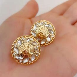 2022 Fan Sijia Round Water Diamond Horse Beauty Head with Brass Material Sier Needle and Earrings for Women