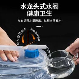 2024 PE Folding Water Bag, Food Grade Outdoor Portable Water Bucket, Car Mounted Telescopic Camping Shrink Water Bottle, Multifunctio