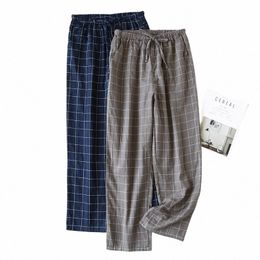 spring and summer new men's trousers 100% cott plaid Pyjama pants cott casual home pants plaid trousers men Pyjama pants 24eF#