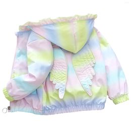 Jackets Girls Jacket With Wings Hoodie Gradient Zipper Coat Toddlers Kids Spring Autumn Outerwear Cute Fashion Casual Children's Outfits