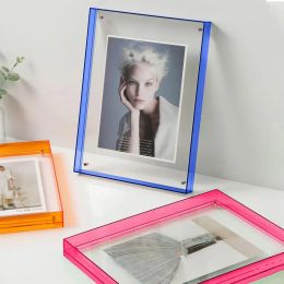 Frame 1PC Clear Acrylic Magnetic Picture Frame Double Sided Photo Frame Idol Photocard Display Holder Desktop Ornament Home Decoration