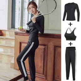 Flash Shipment 2019 Autumn Sportswear Women's Breathable Quick Drying Yoga Suit, Three Piece Set, Long Sleeved Harlan Pants Fiess Suit