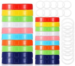 red pink green Coloured Plastic Mason Jar Lids for Ball Regular Mouth Wide Mouth BPA Food Grade Plastic Storage Caps for Mason8653824