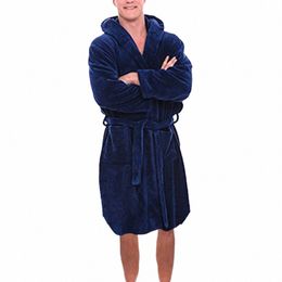 men's Winter Warm Home Nightgown Men'S Winter Plush Lengthened Shawl Bathrobe Home Clothes Lg Sleeved Robe Coat U9au#