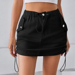 Skirts Denim Short Skirt Dstring Elastic Waist Summer Y Shirts Women Clothing Plus Size S M L Xl Xxl Black Drop Delivery Apparel Women Ottsy