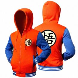 2023 Trend New Japanese Anime Drag Varsity B-Ball S Goku Hooded Jacket Spring Casual Zipper Hoodie Coat Sweatshirt Jacket 595z#